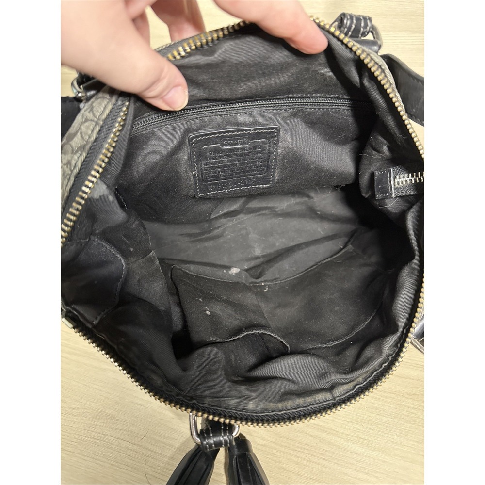 COACH Legacy Black & Silver Stripe Signature Molly Bag Satchel 21154 Purse Tote - Picture 10 of 13